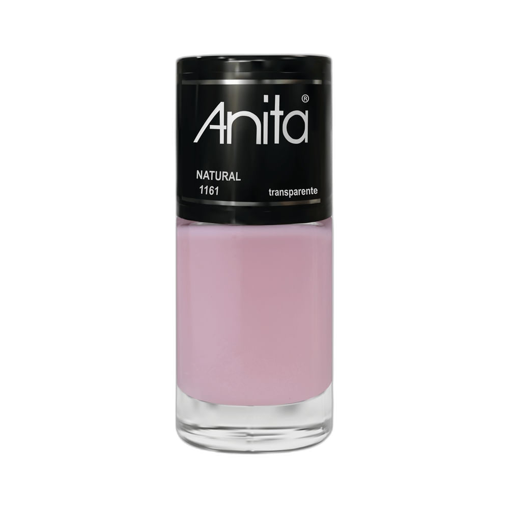 Frasco de esmalte Anita Natural com acabamento transparente rosa claro translúcido